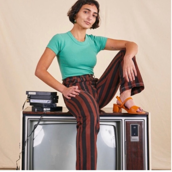 Big Bud Press Black Striped Work Pants Fudgesicle Brown - Size Large - Picture 1 of 5